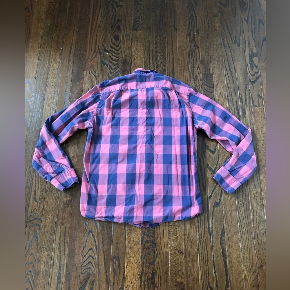 J. Crew Men’s L Pink/Red/Blue Long-Sleeved Plaid Slim Fit Button-Down Shirt - Picture 8 of 9